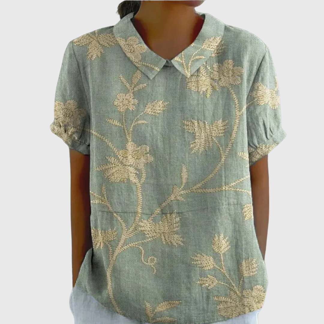 Emma - Vintage Floral Blouse with Effortless Comfort