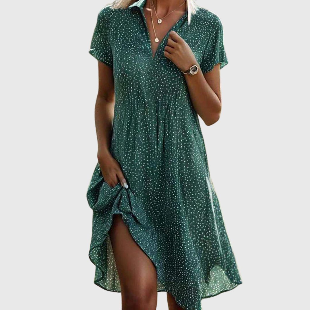 Emma - Confident Elegance Short-Sleeve Shirt Midi Dress