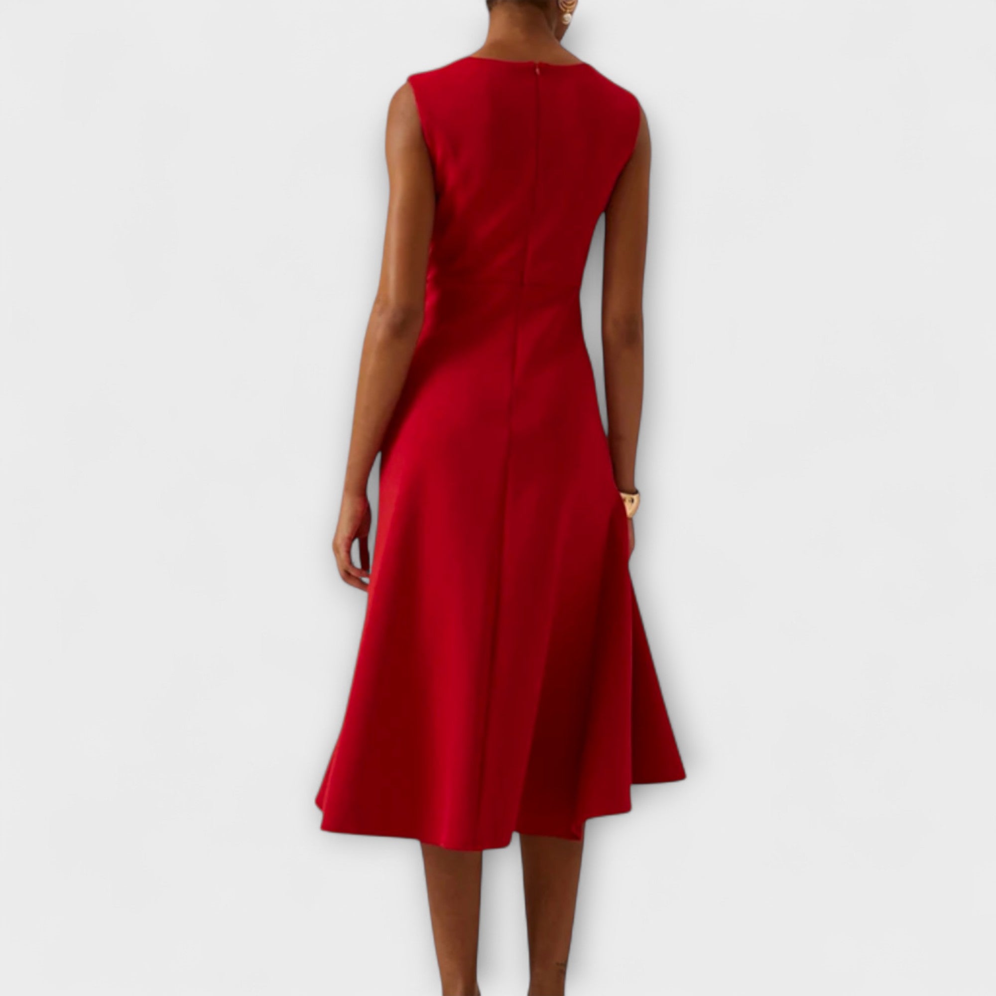 Josie – Soft Drape Midi Dress with Gentle Shape