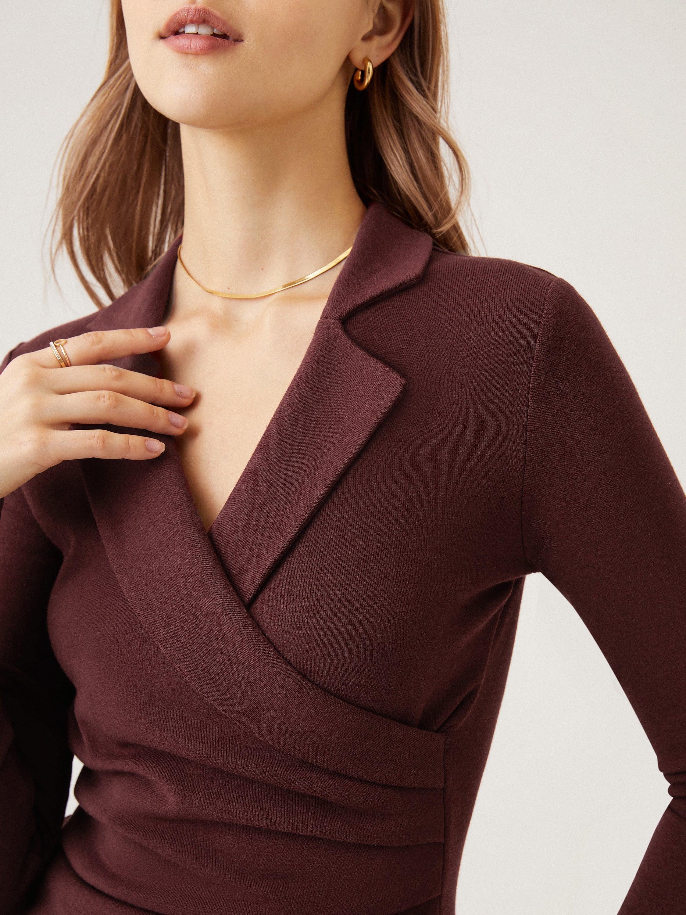 2Pcs Set Collared Surplice Top
