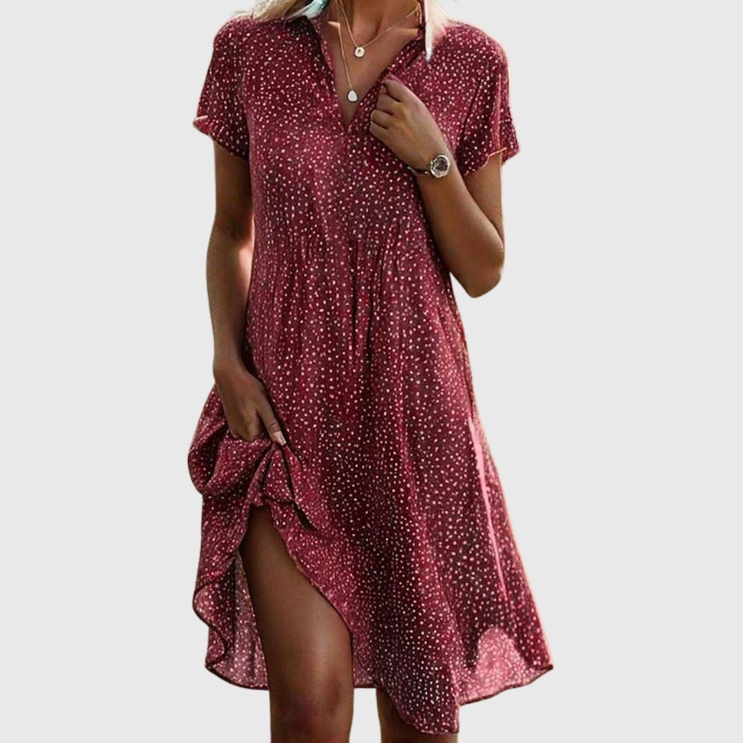 Emma - Confident Elegance Short-Sleeve Shirt Midi Dress