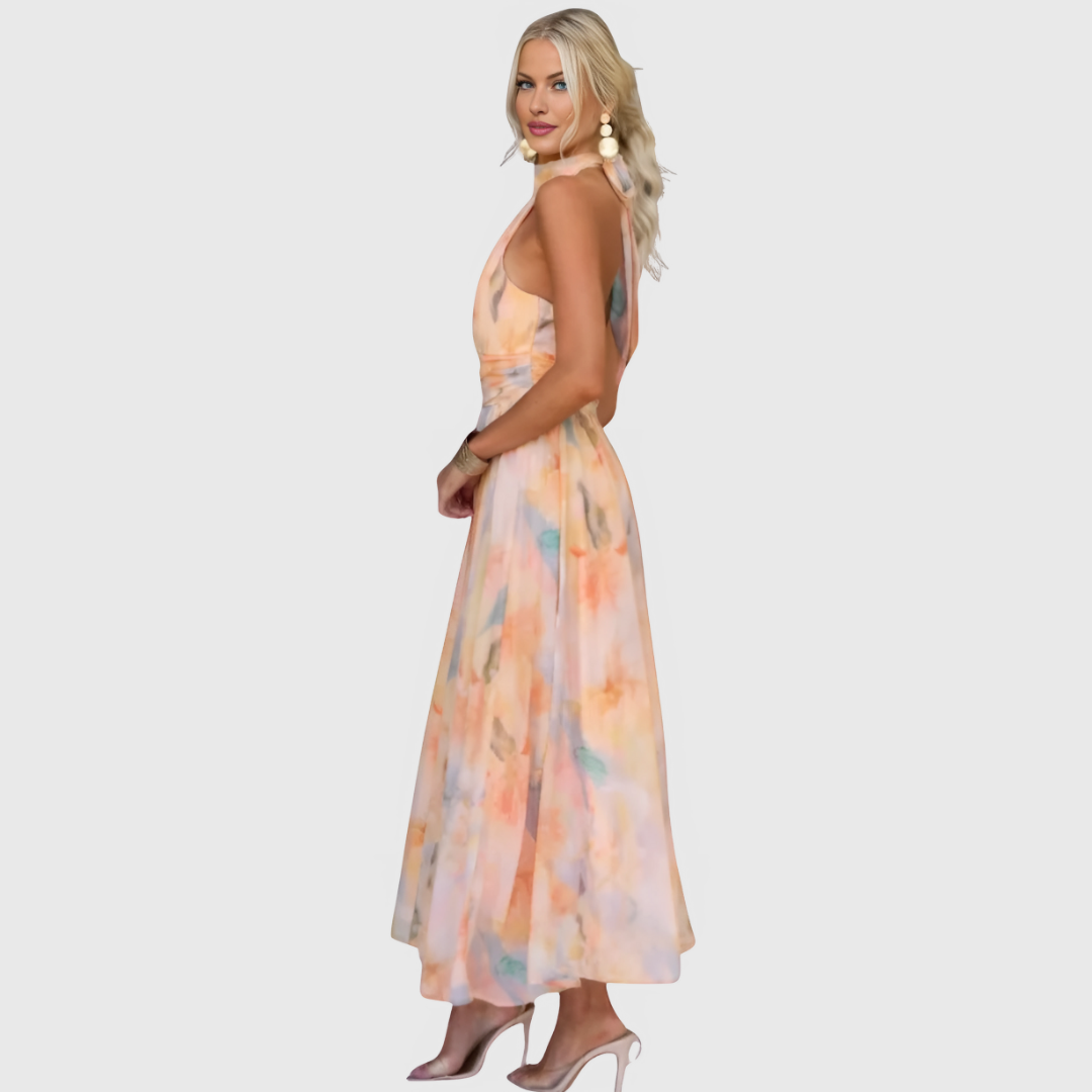 Priscilla – Floral Midi Dress with Soft Elegance