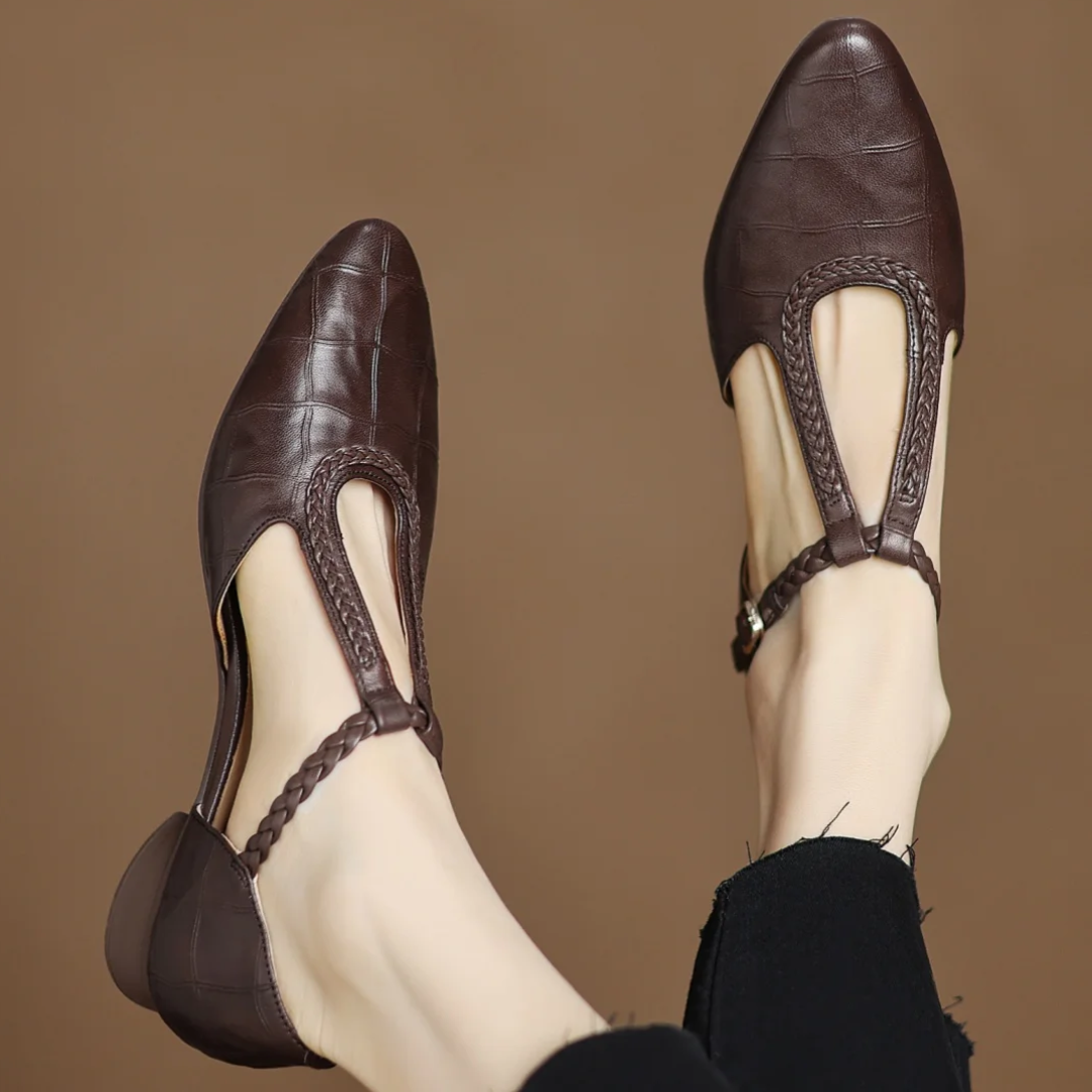 Velor Kepa Leather Mary Janes