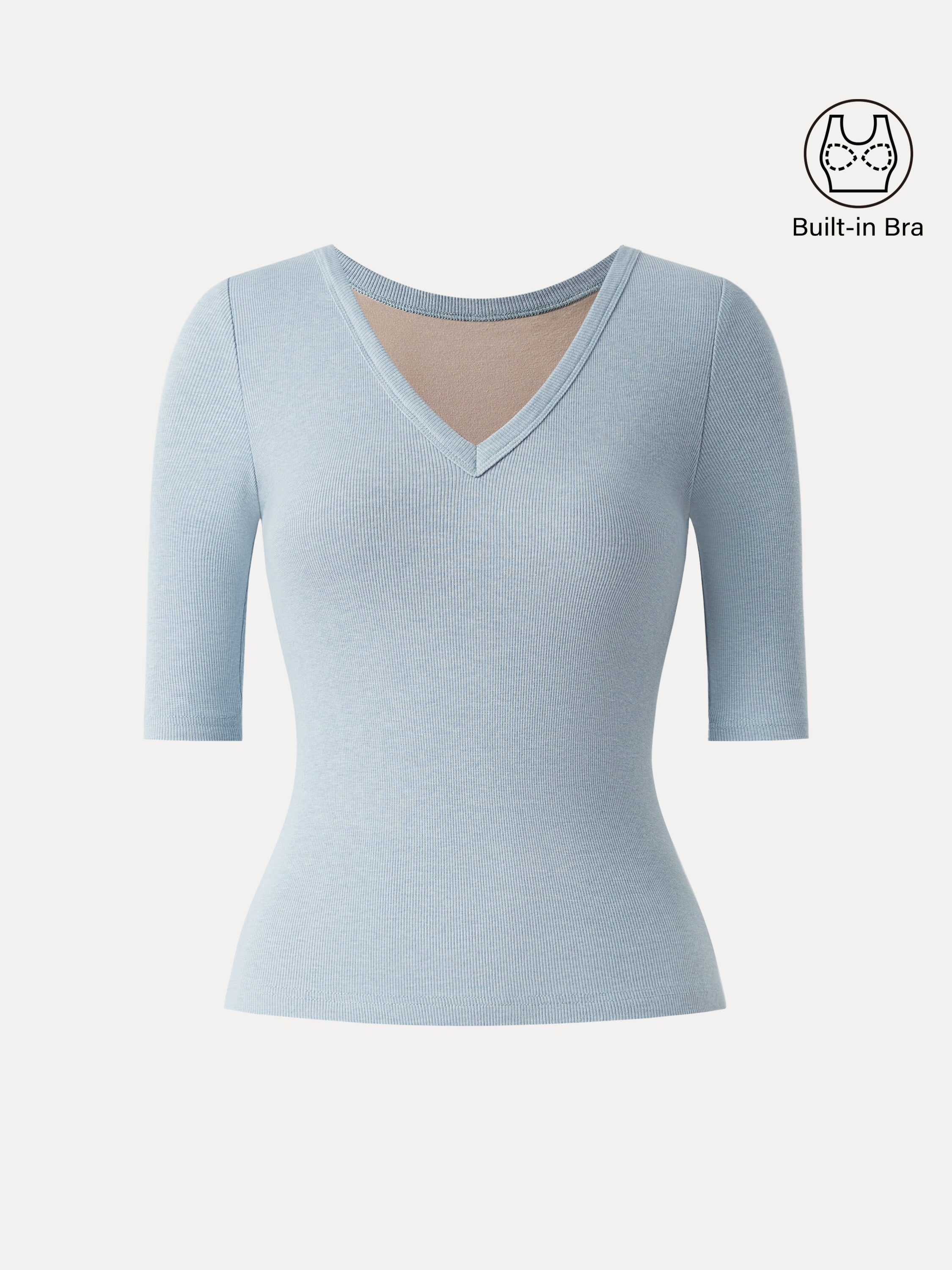 Essential V-neck Elbow Length Sleeve Brami