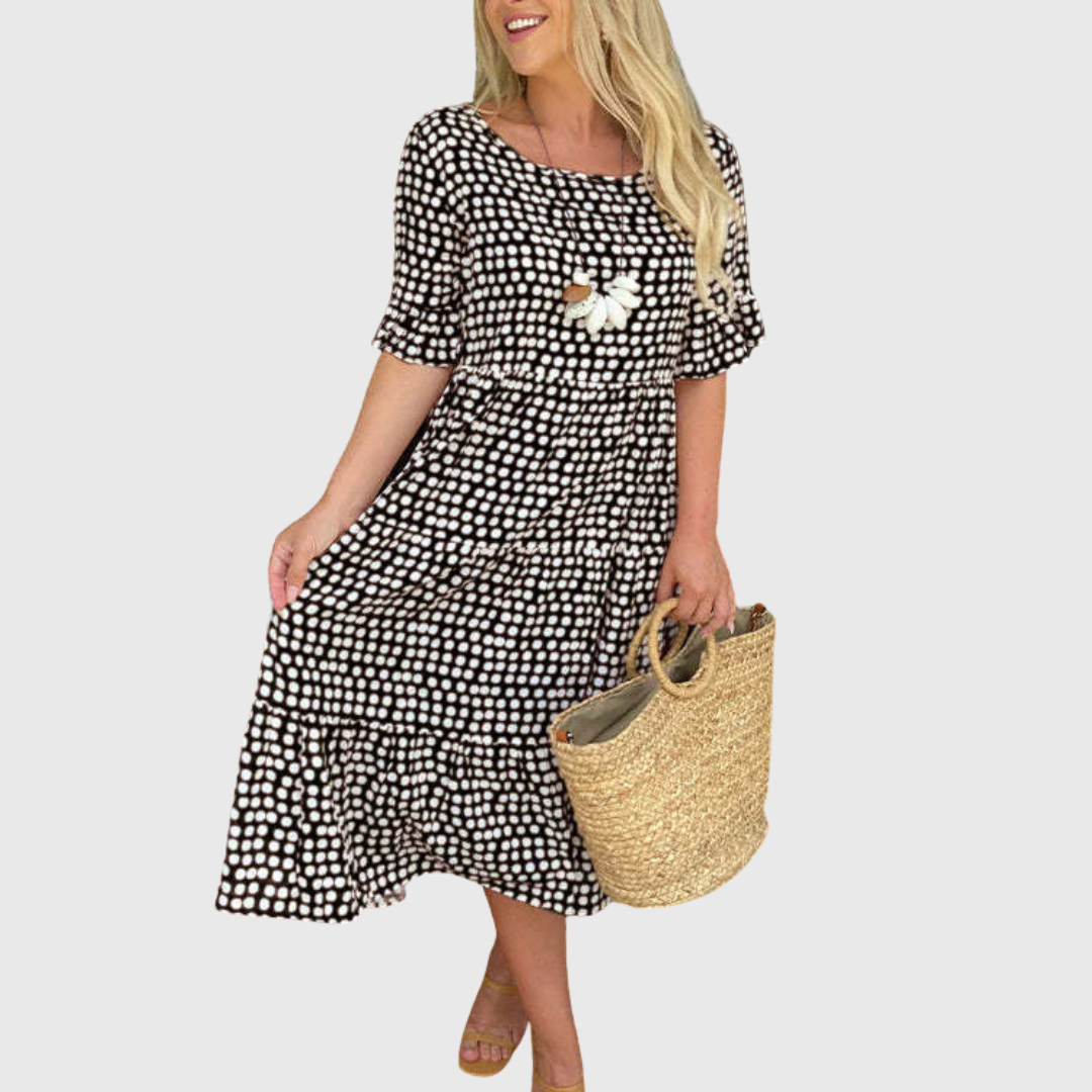 Brooke – Tiered Midi Dress with Easy Flow