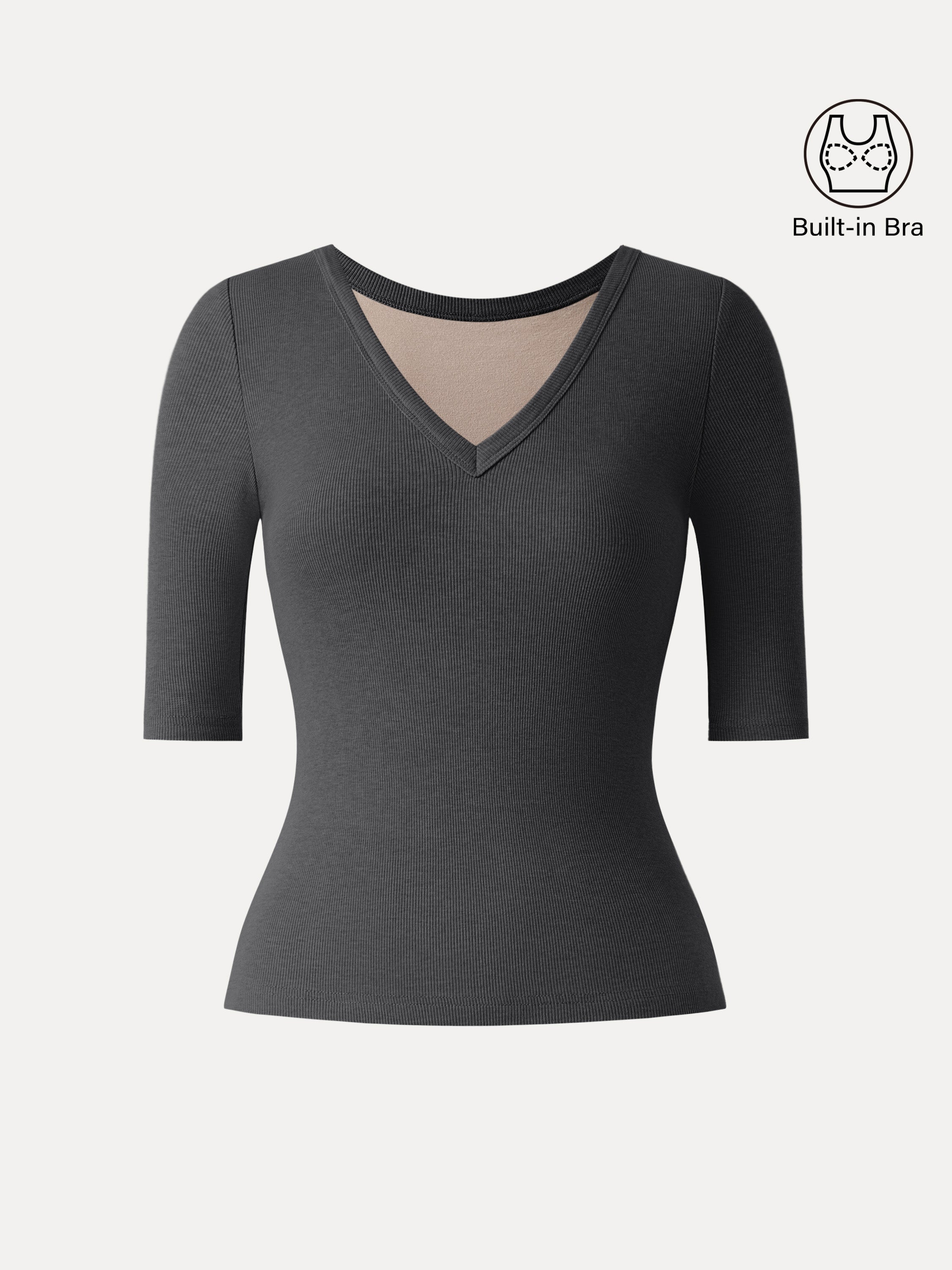 Essential V-neck Elbow Length Sleeve Brami