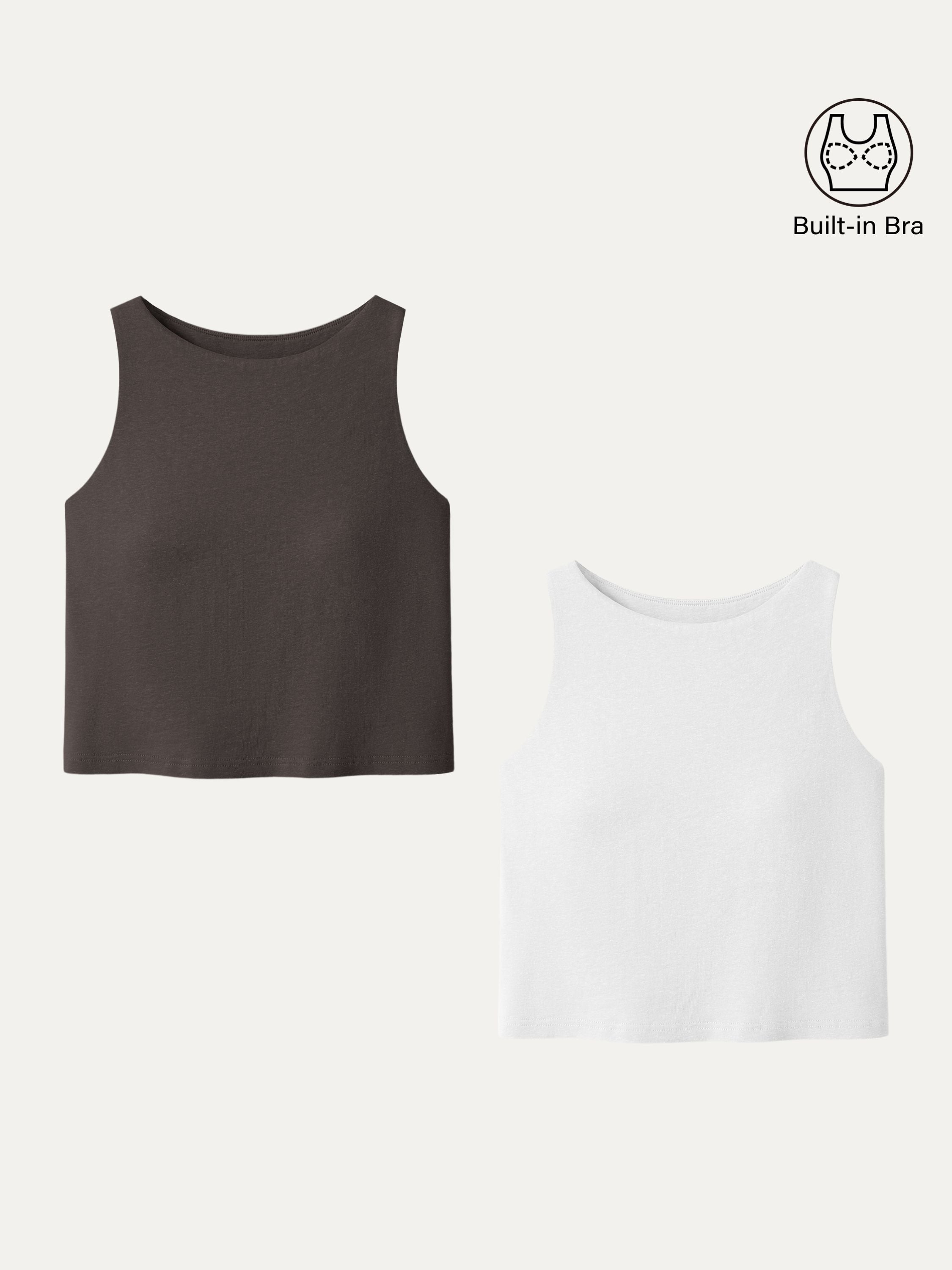 Cotton-Linen-Luxe Cropped Boatneck Brami Tank