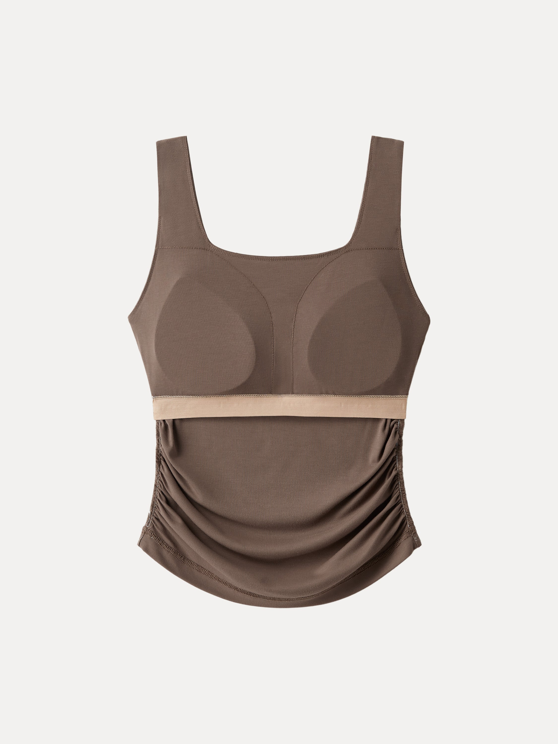 Airy Square Neck Side Ruched Brami Tank
