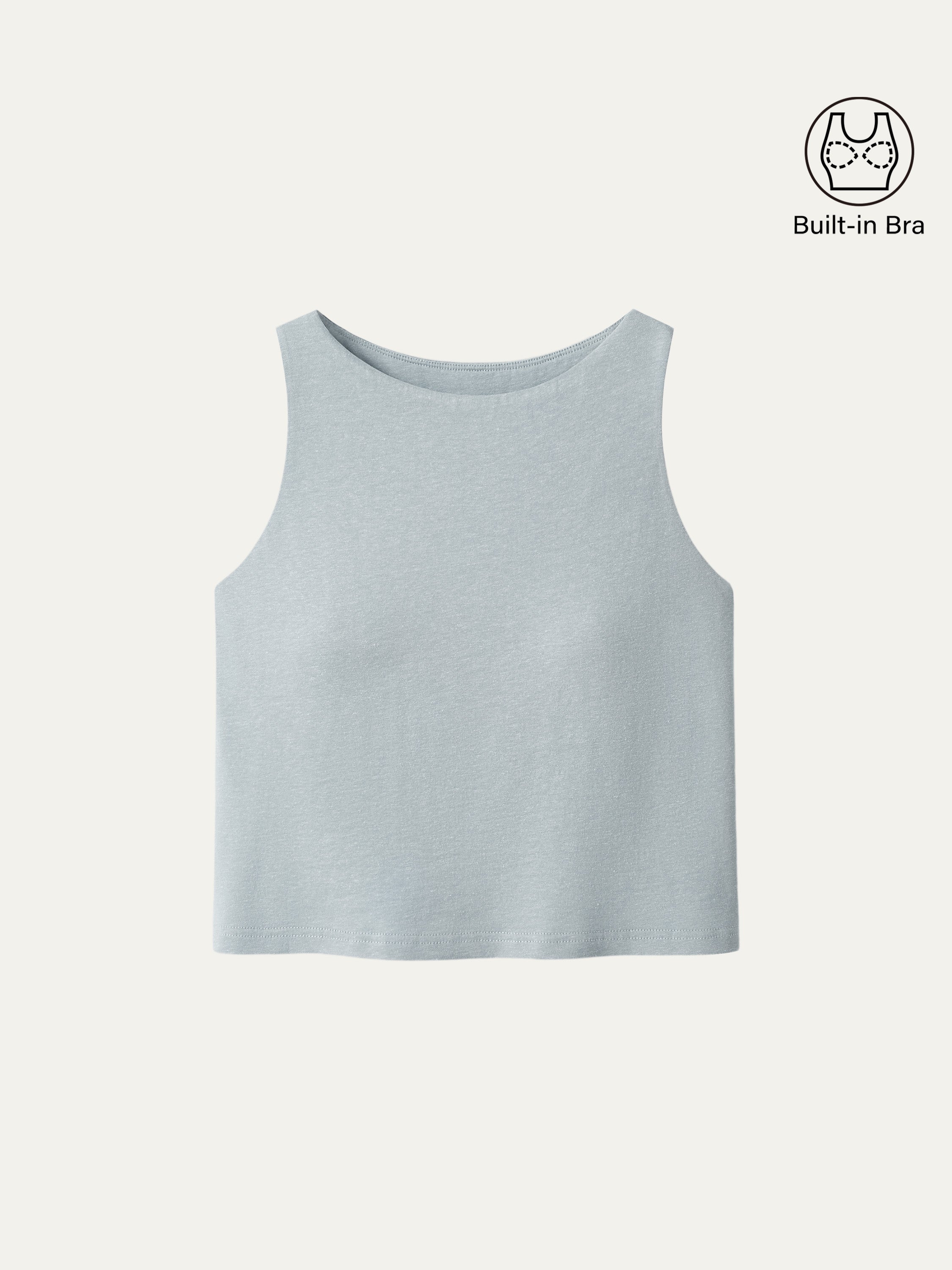 Cotton-Linen-Luxe Cropped Boatneck Brami Tank