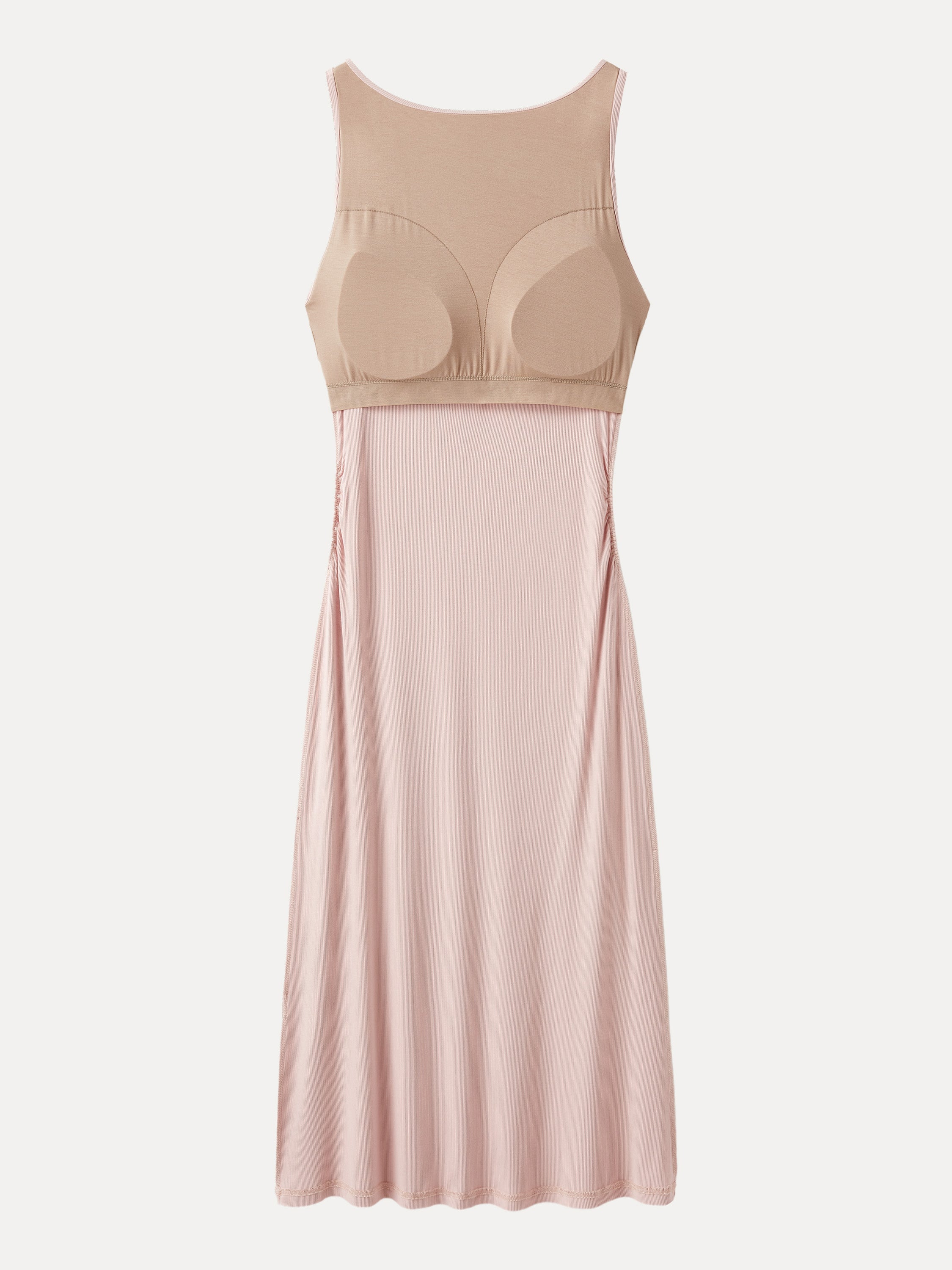 Boatneck Side Ruched New Airy Brami Midi Dress