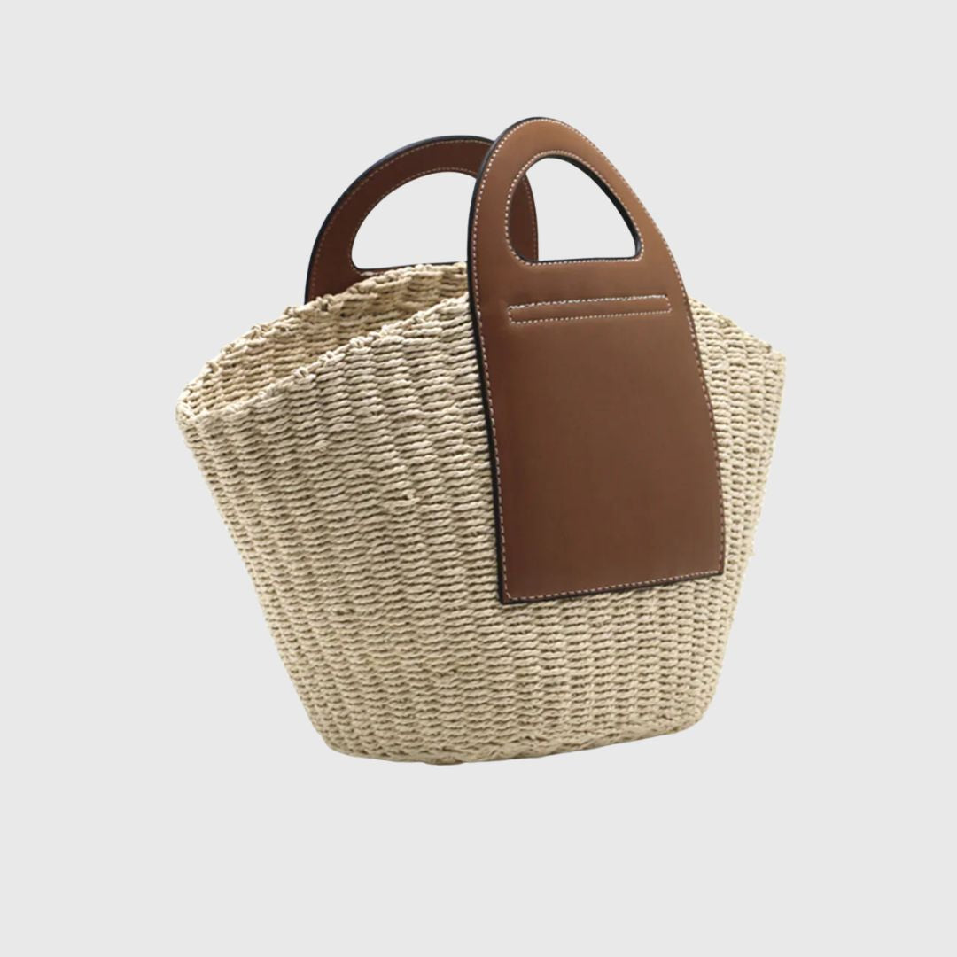 Anne – Two-Tone Straw Bag with Natural Elegance