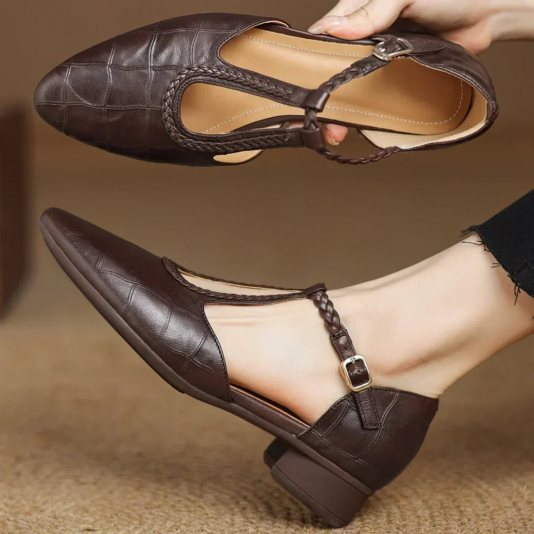 Velor Kepa Leather Mary Janes