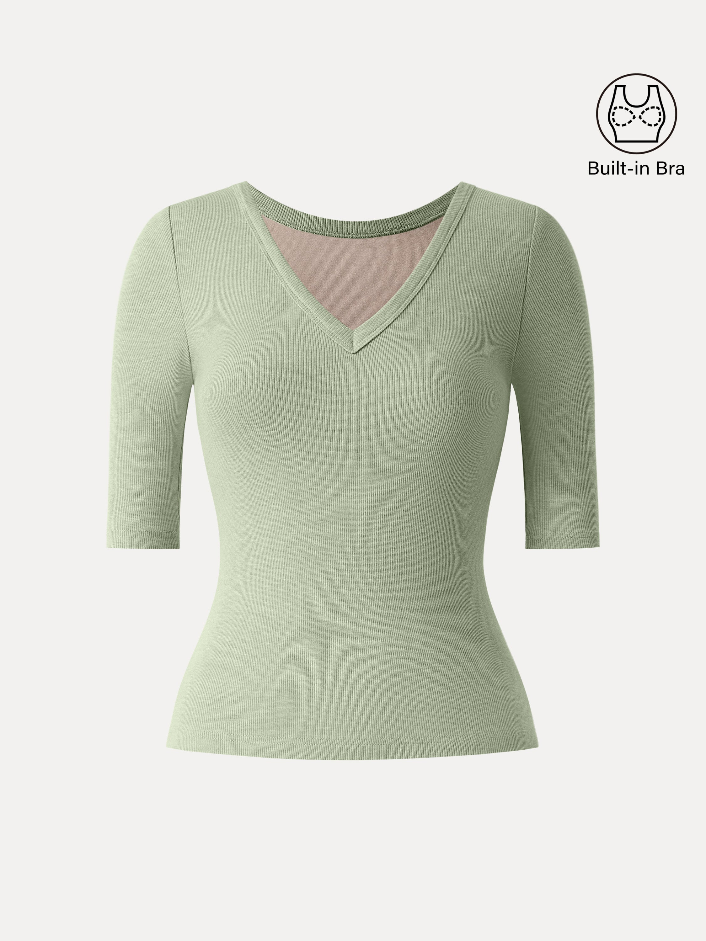 Essential V-neck Elbow Length Sleeve Brami