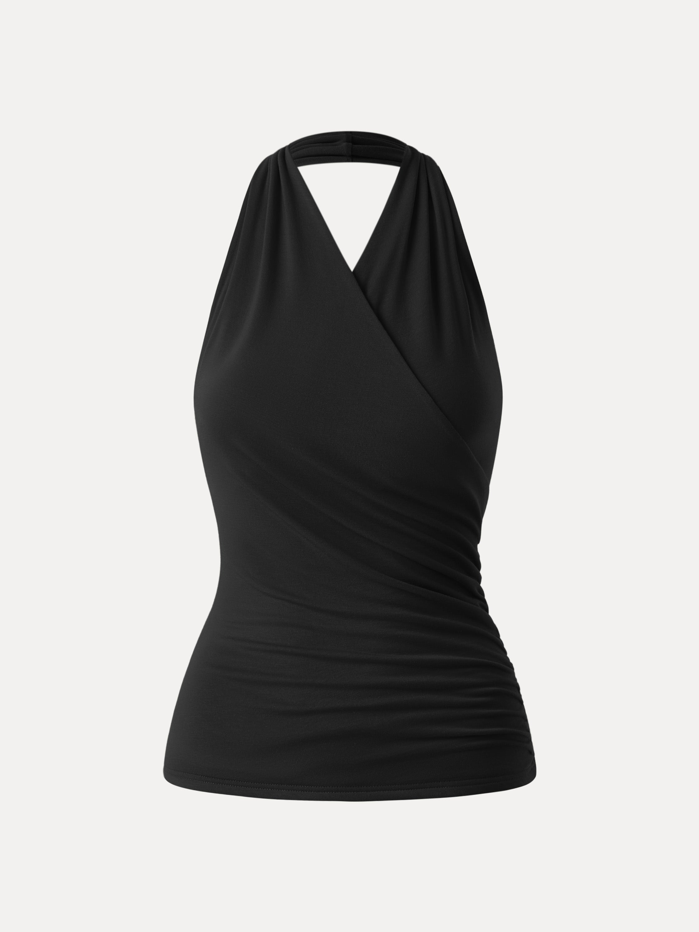 Buttery Smooth Surplice Halter Neck Sculpt Tank