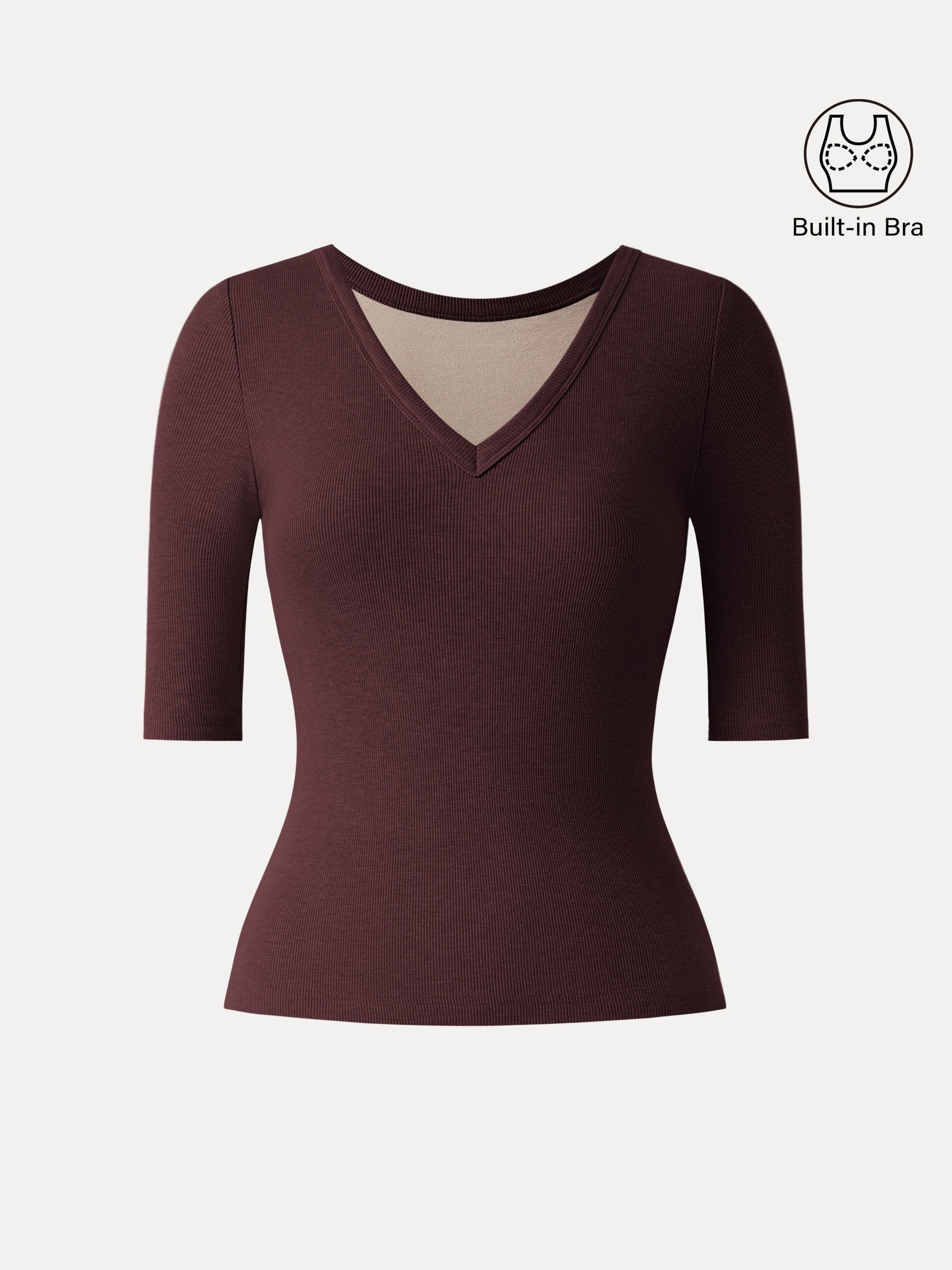 Essential V-neck Elbow Length Sleeve Brami