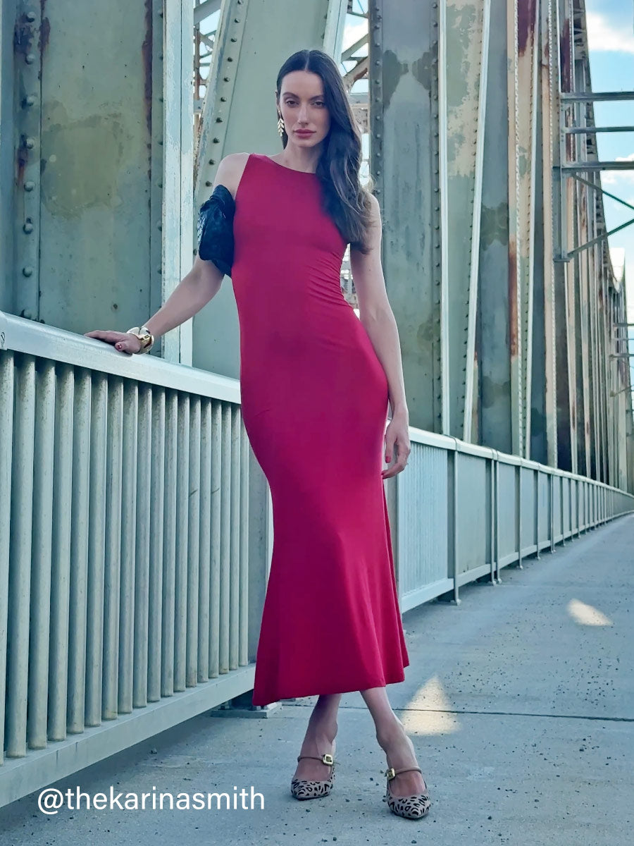 Effortless Boatneck Mermaid Maxi Dress